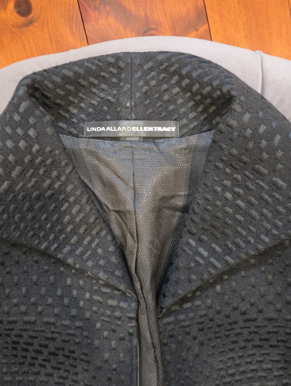 Linda Allard Ellen Tracy Textured Black Zip-Front Jacket - Picture 3 of 8